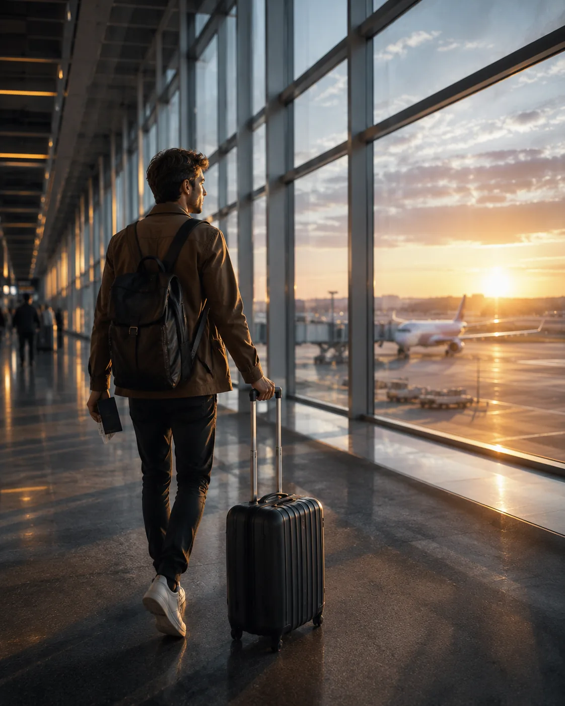 Reisende prüft nach einer Flugstörung mögliche alternative Verbindungen