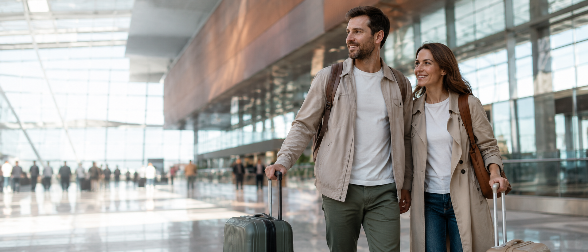 Junges Paar startet entspannt und gut vorbereitet in die Reise