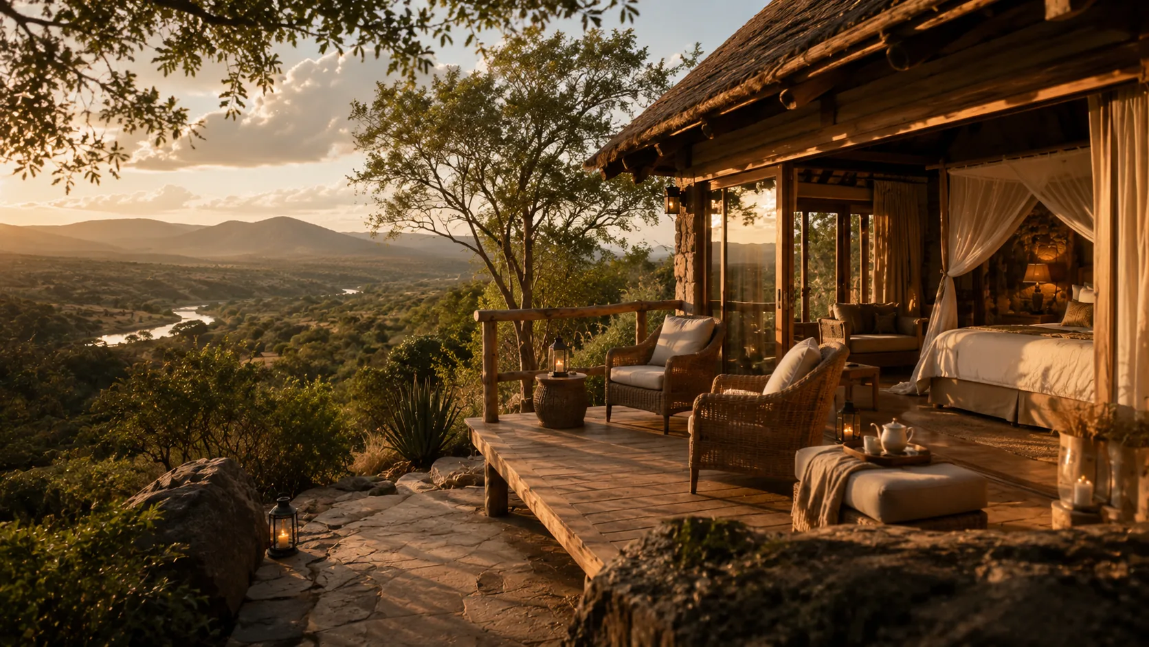 Lodge in einer ruhigen und eindrucksvollen Naturlandschaft